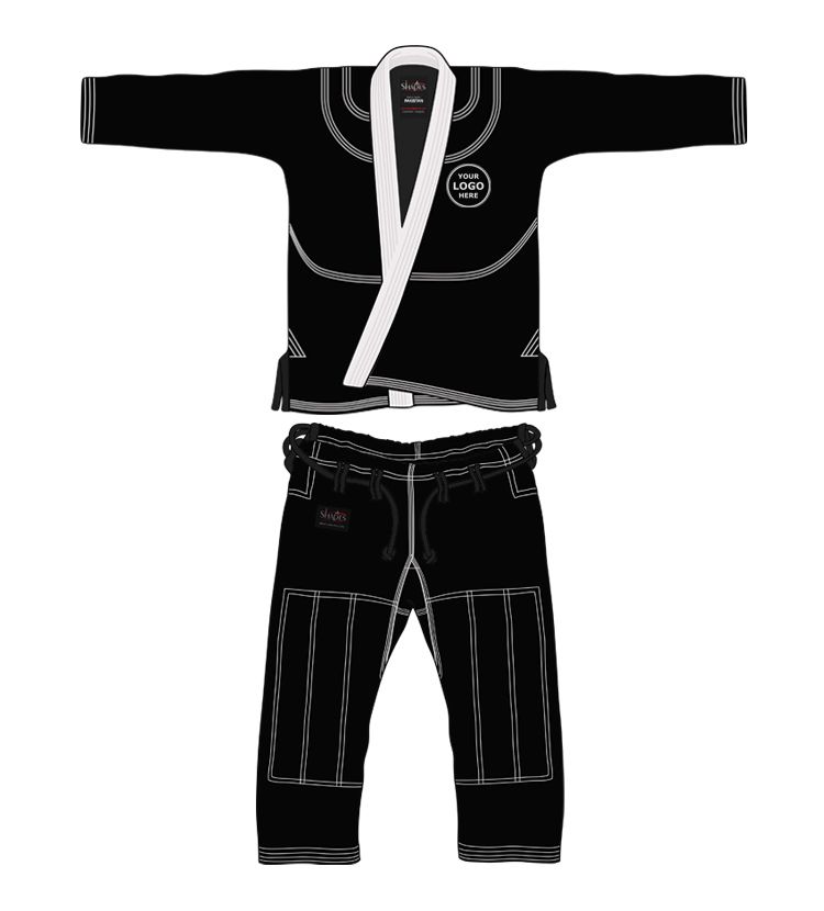 Black BJJ gi with white lapel