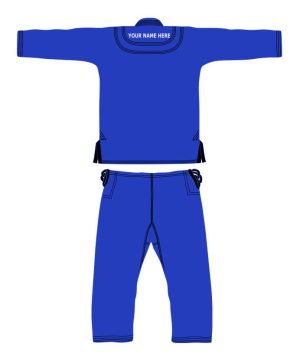 BLUE CUSTOM NAME & LOGO BRAZILIAN JIU-JITSU GI with FREE BELT & BAG - Image 4
