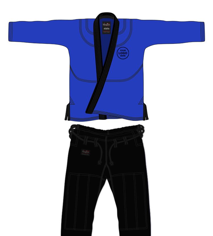 AANGEPASTE BLAUWE BRAZILIAANS JIU JITSU gi
