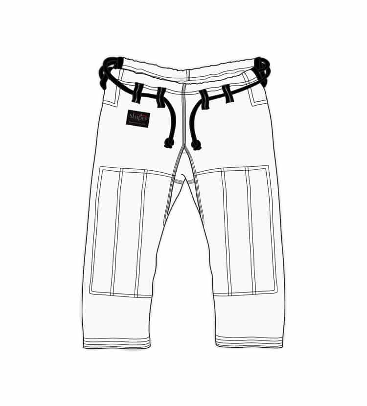 Custom BJJ Gi Pants with personalized fit, adjustable length, and stylish design from Shapes Fightwear