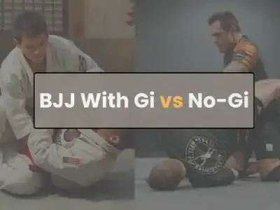 Two athletes rolling in BJJ with gi vs No-Gi training session on mats